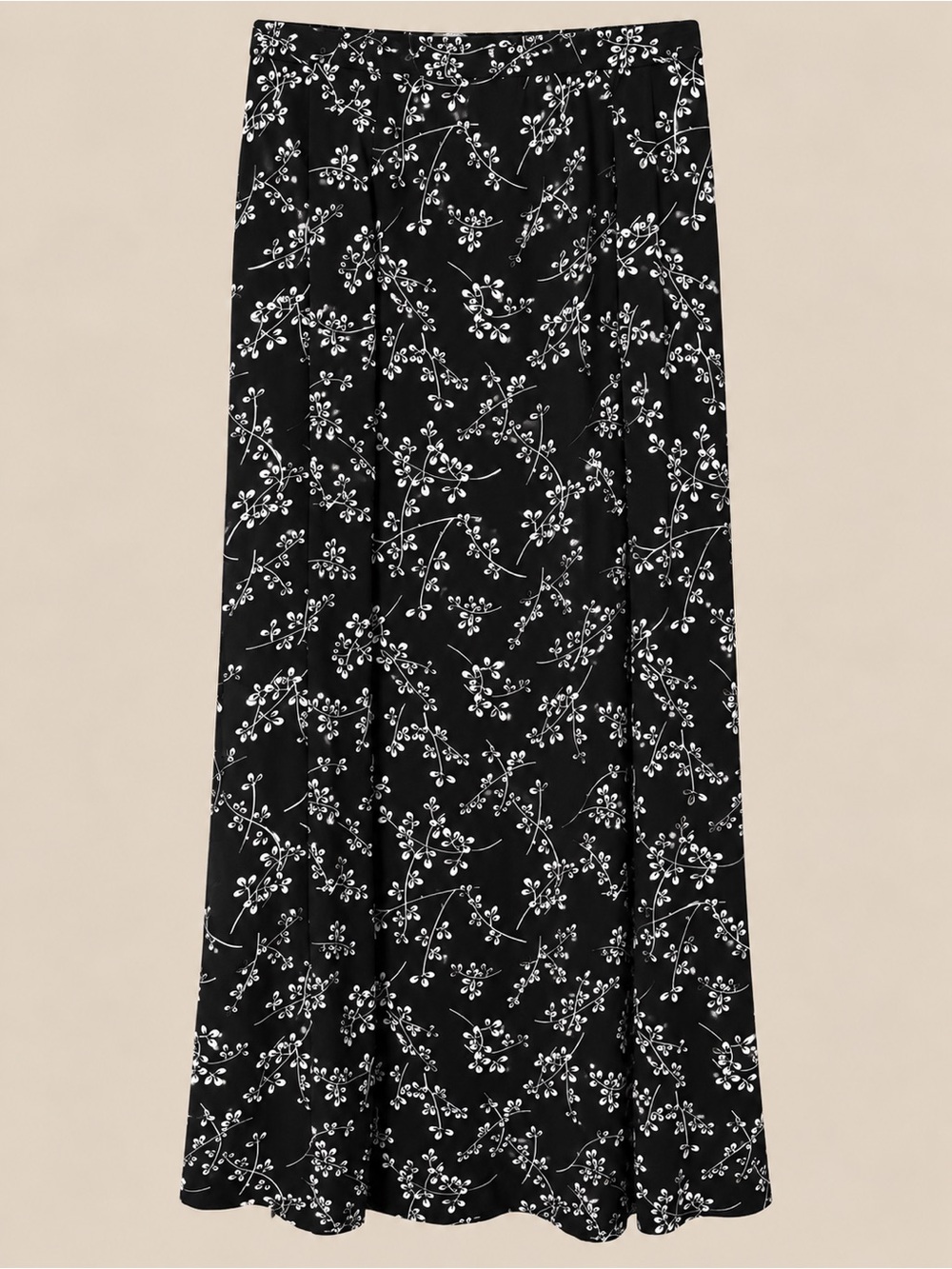 Women's Black Floral Maxi Skirt — Elegant Flowing Silhouette